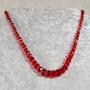 Vintage ART DECO Ruby Red Translucent Lucite Bead Necklace